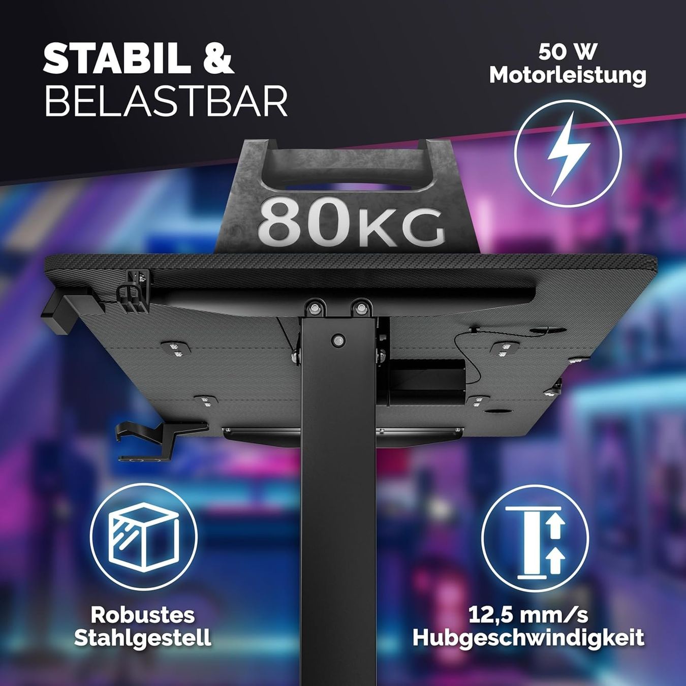 Scrivanie: Gaming Schreibtisch elektrisch 120x60 USB Memory Carbon – Nuovo e nell'imballaggio originale da Bremgarten b. Bern venduto da Meeegasales60 4