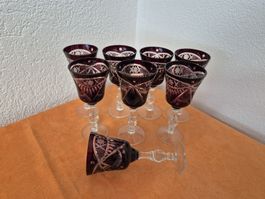 Kristall Weingläser Rubinrot 6 + 2 Stk. Geschliffen, Top!