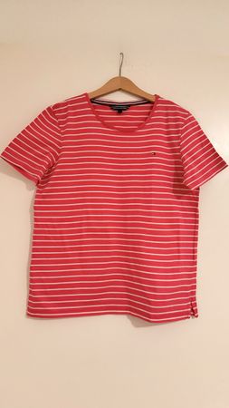 Tommy Hilfiger T-shirt, red-white striped, size S