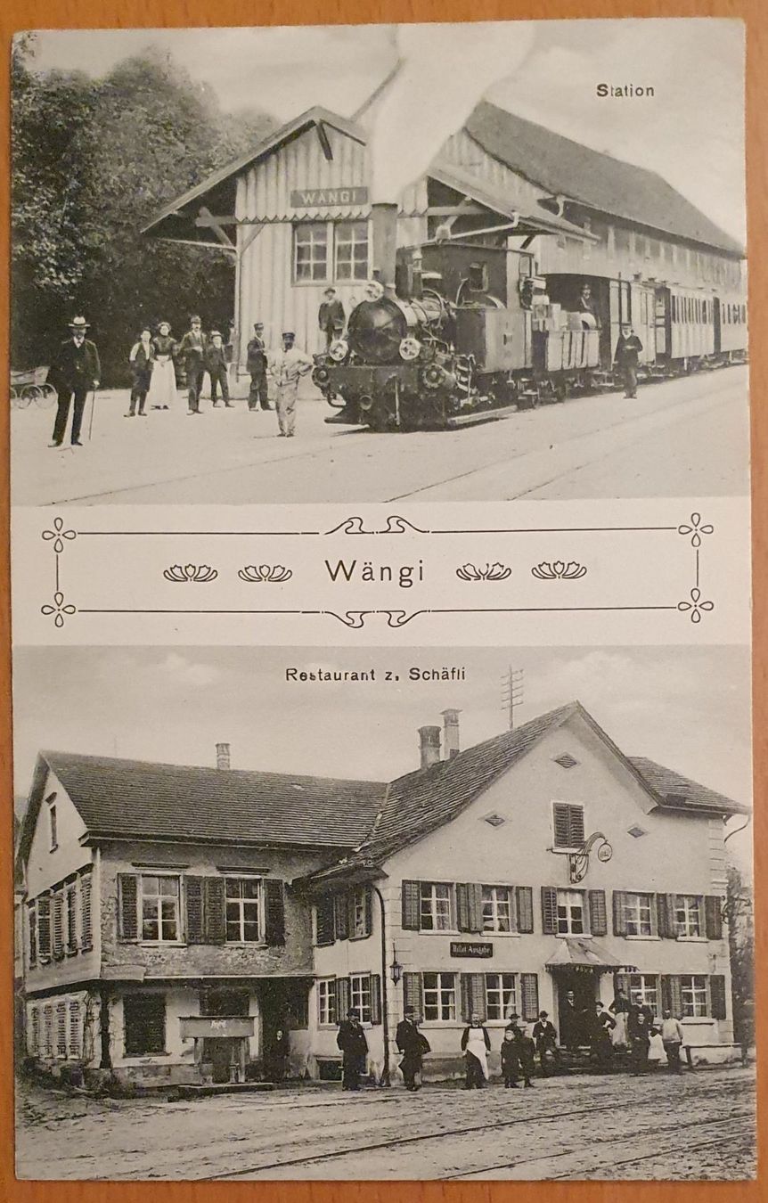 Cartoline postali: Wängi - Station, Restaurant Schäfli 1909 – Usato da Kreuzlingen venduto da Rschweiz1