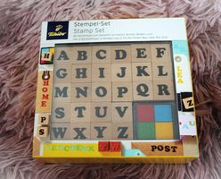 Stempelset Stempel ABC 26 Holzstempel & Stempelkissen NEU