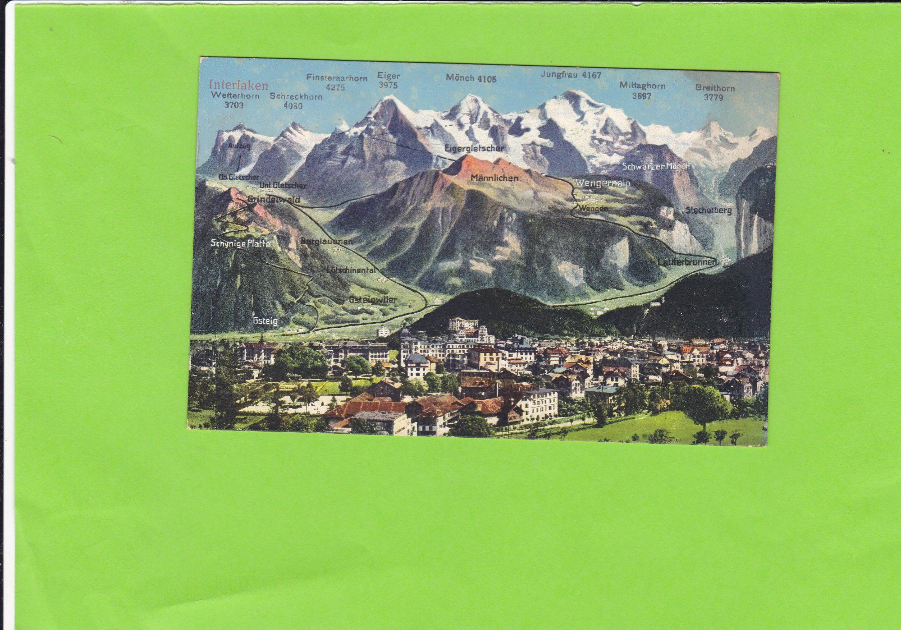 Cartoline postali: Interlaken-Panorama – Usato da St. Peterzell venduto da neckertal