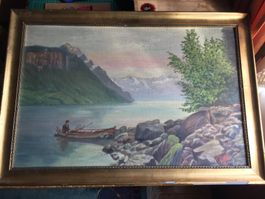 F. Zwicky 1922 Ölbild ORIGINAL im Originalrahmen