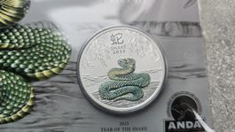 Lunar Snake 2025 1 oz Silber koloriert Perth Mint