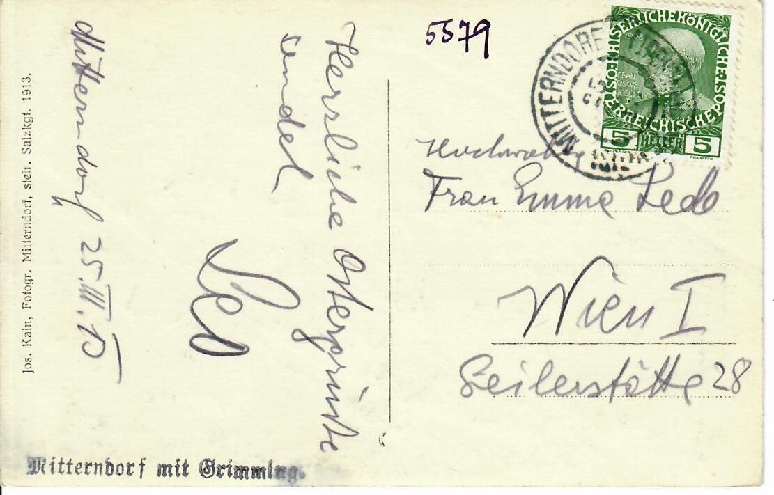 Ansichtskarten: Mitterndorf 1915 – Gebraucht aus Hochdorf von Ziegel-16 1