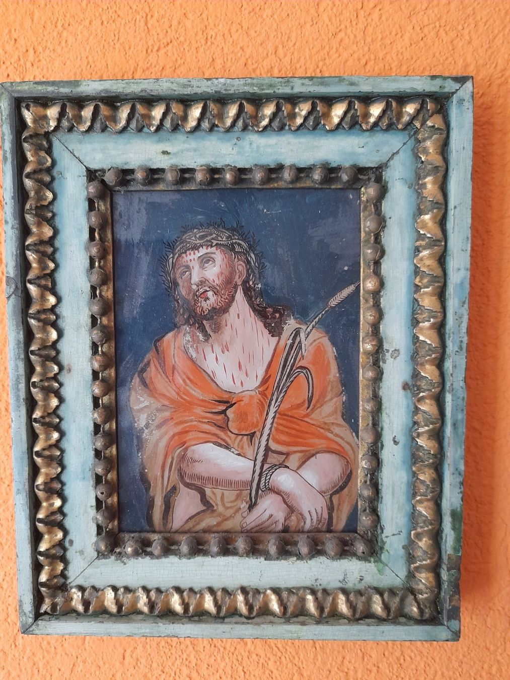 Gemälde: Antike Glasmalerei Jesus mit Dornenkrone – Gebraucht aus Rüttenen von Ariam11