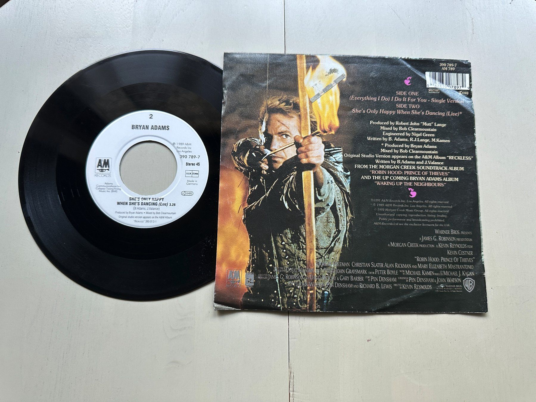 Dischi in vinile: BRYAN ADAMS tolle Single Kult Everything I do ROBIN HOOD 80' – Usato da Basel venduto da Partridge 1