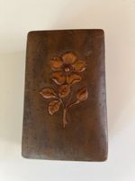 Schatulle Leder braun mit Blumenmotiv gebraucht