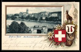 Basel, Alte Rheinbrücke mit Grossbasel,