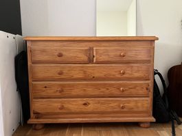 Massivholz Kommode natur, 5 Schubladen