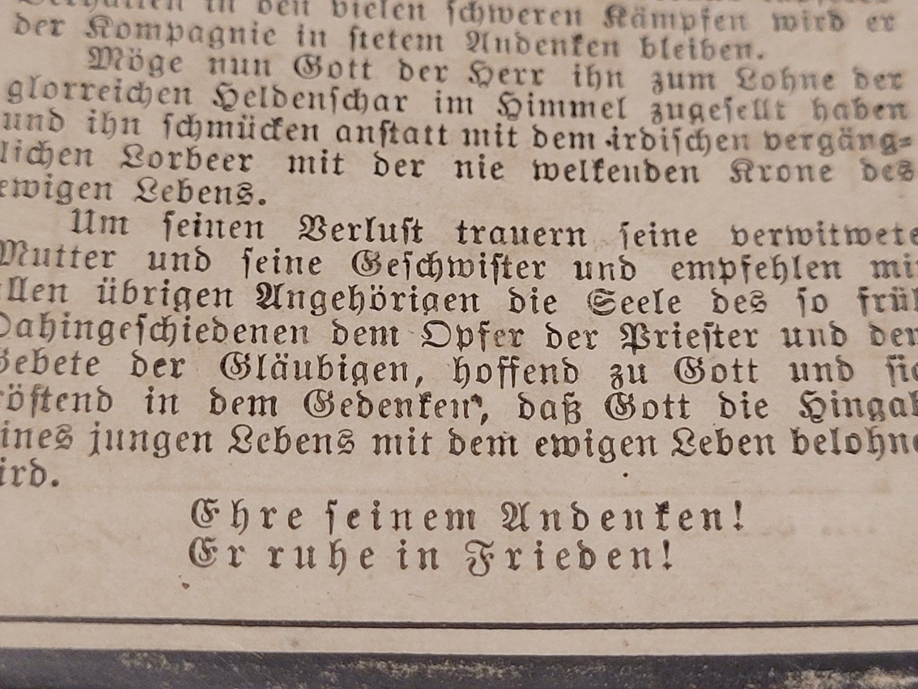 Armi bianche: Deutsches Reich, Sterbebild WW1 – Usato da Kriens venduto da KTP 3