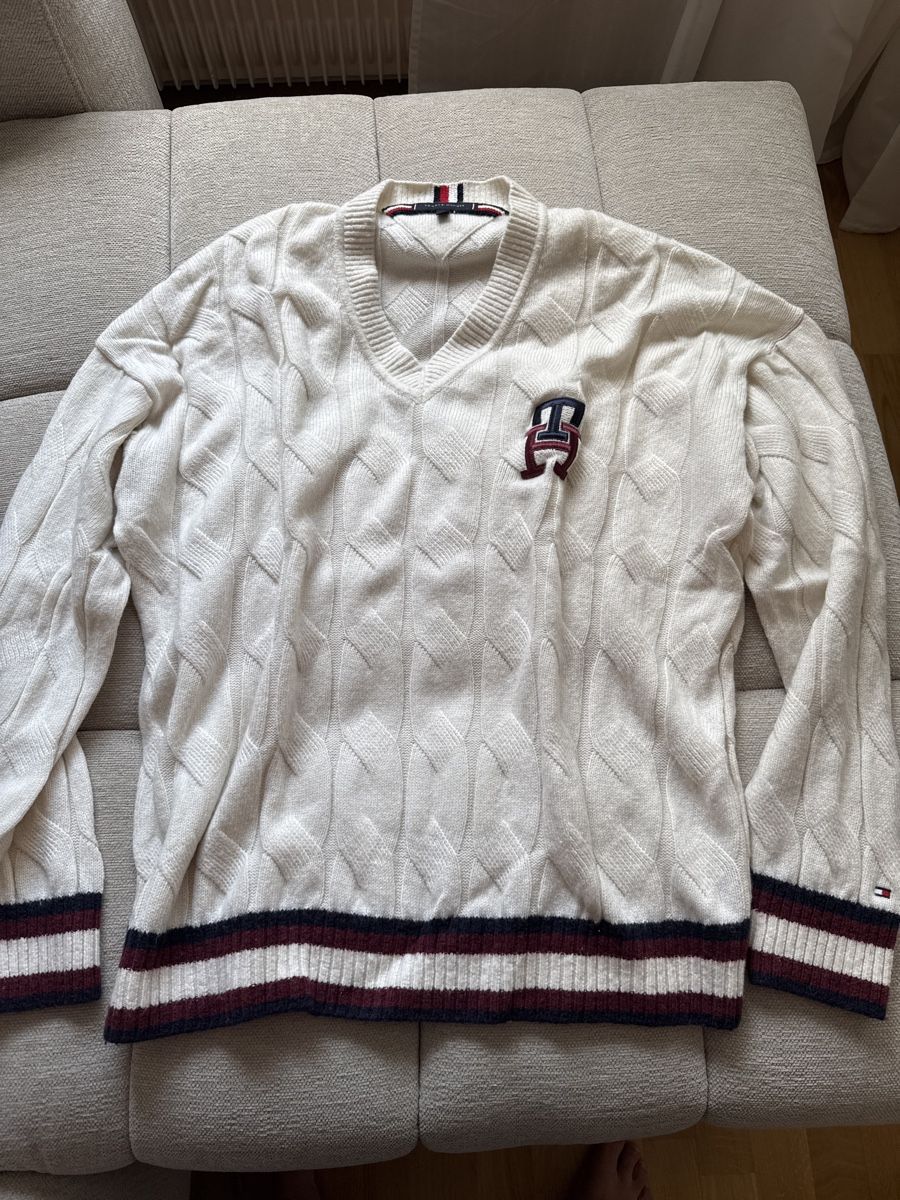 Tommy Hilfiger Maglioni & Felpe: Tommy Hilfiger Strickpullover, Weiss, Top Zustand, Gr. L – Nuovo (secondo la descrizione) da Flawil venduto da History03
