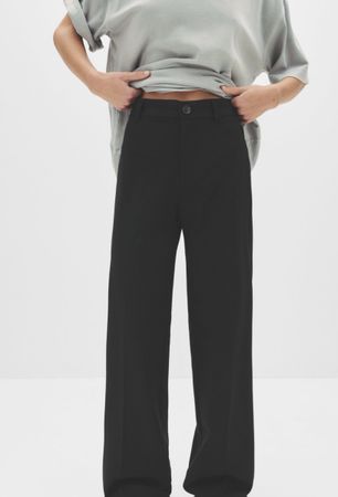 Pull & Bear black high-waisted wide-leg trousers 