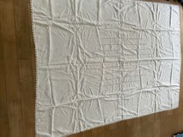 Schöne Tischdecke, Handarbeit, weiss, mit Spitze, Top!