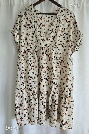 Sommer Kleid in Beige mit Muster, Grösse XXL!