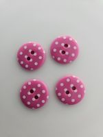 4 Knöpfe pink mit weissen Punkten
