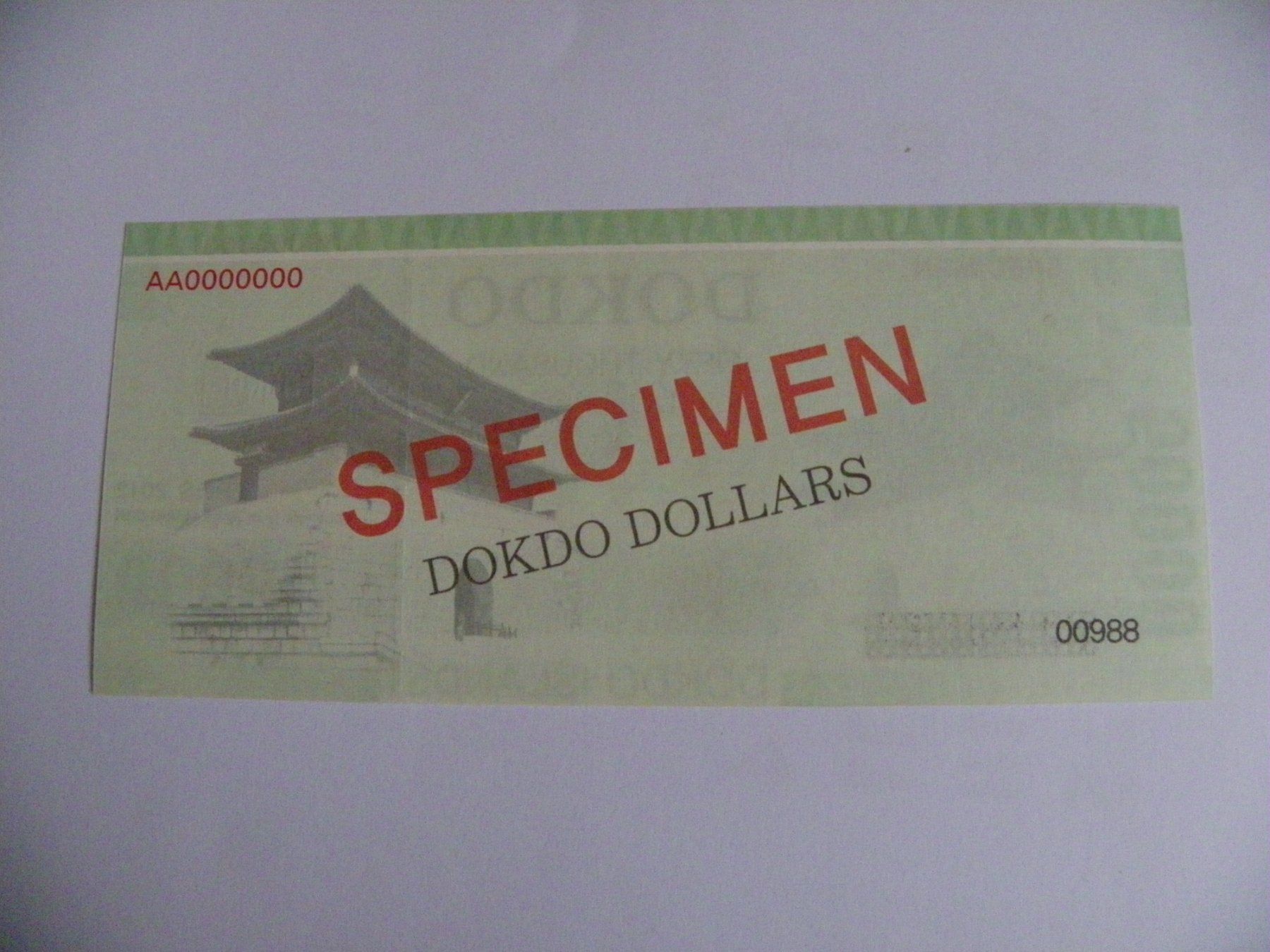Banconote: Dokdo Islands Specimen 50000 Dollars 2012, Selten, Unc – Nuovo (secondo la descrizione) da Untersiggenthal venduto da Gas61 1