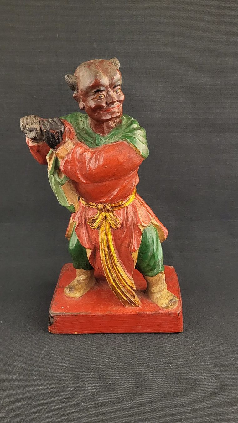 Statuette: Asiatischer Kämpfer Holz-Schnitzerei – Usato da Basel venduto da spinne02 6