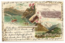 Gruss Brienzersee (BE) Interlaken  Stärkefabriken Litho 1901