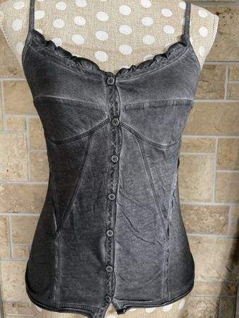 Edles Nile S83 Top, Grösse XS, Sommer Look, Anthrazit-Grau 