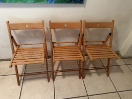 3 Folding Chairs Wood
