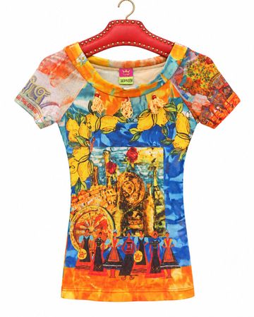 Haut vintage en résille motif coloré