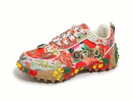 edle Damenschuhe mit Glitzer, rot, Gr. 40