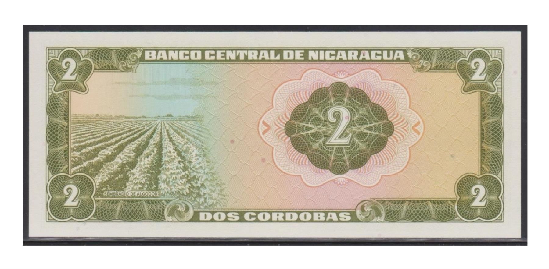 Banknoten: Nicaragua 2 Cordobas 27.04.1972 ungefalten – Neu (gemäss Beschreibung) aus WilSG von Wil10 1