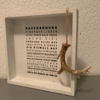 herziges 3D-Schild Hausordnung, handmade mit Geweih