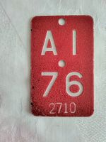 Velonummern Fahrradnummer AI 76 2710