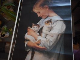 Ankerbild, Mädchen mit Katzen, Poster
