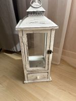 XL Laterne Holz, Metall weiss, 50cm hoch