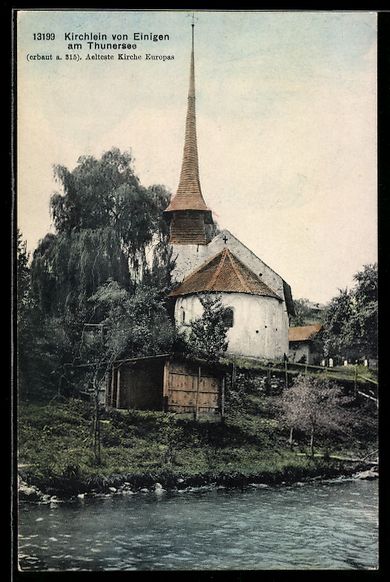 Cartoline postali: AK Einigen am Thunersee, Blick zum Kirchlein – Usato da Berlin venduto da bartko-reher