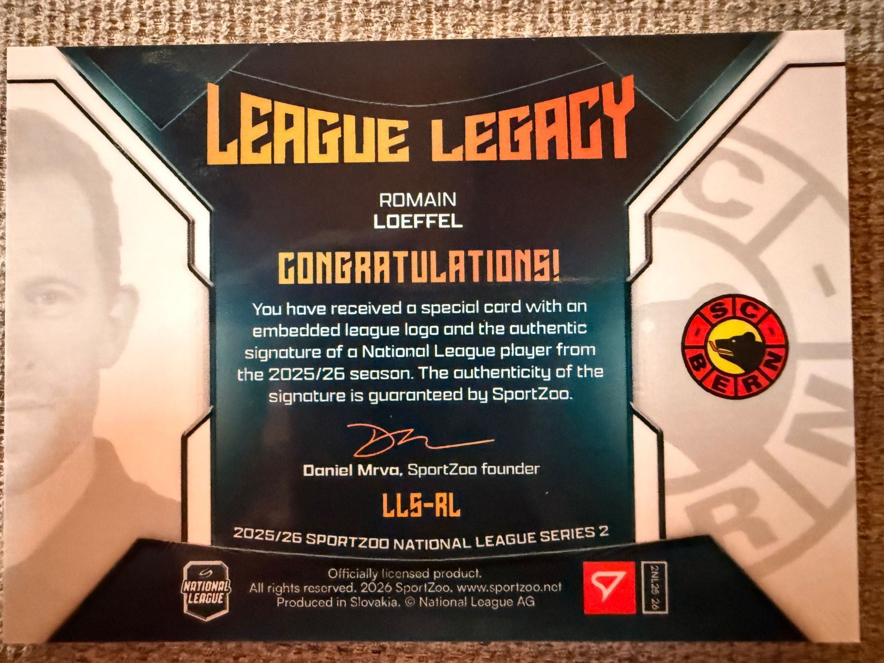 Sportzoo Carte collezionabili: Romain Loeffel - SC Bern - League Legacy Signed - 7/9 – Nuovo (secondo la descrizione) da Cheyres venduto da KeK04 1
