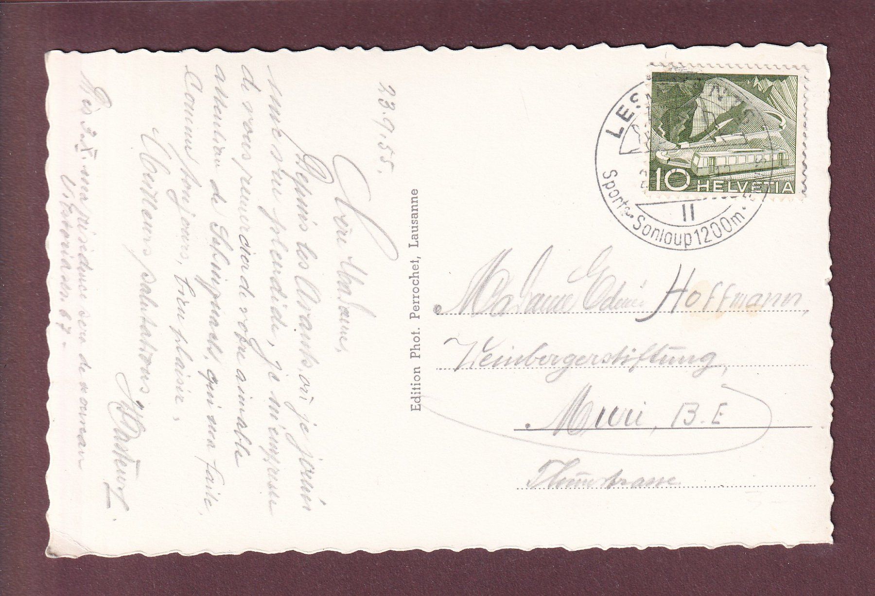 Cartoline postali: LES AVANTS - Chatelard School - 1955 – Usato da Pully venduto da nicecards 1