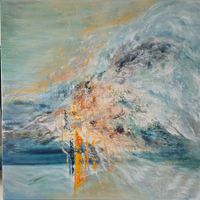 Originalgemälde auf Leinwand 90x90 cm, Gold Blau Unikat!!!