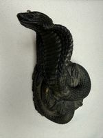 Skulptur Kobra schwarz aus Holz handgeschnitzt dekorativ