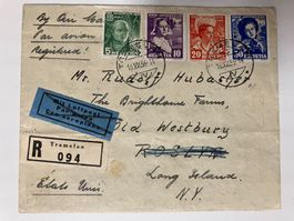 Pro Juventute 1936, Brief nach USA, Kat. 77-80, KP 130.--
