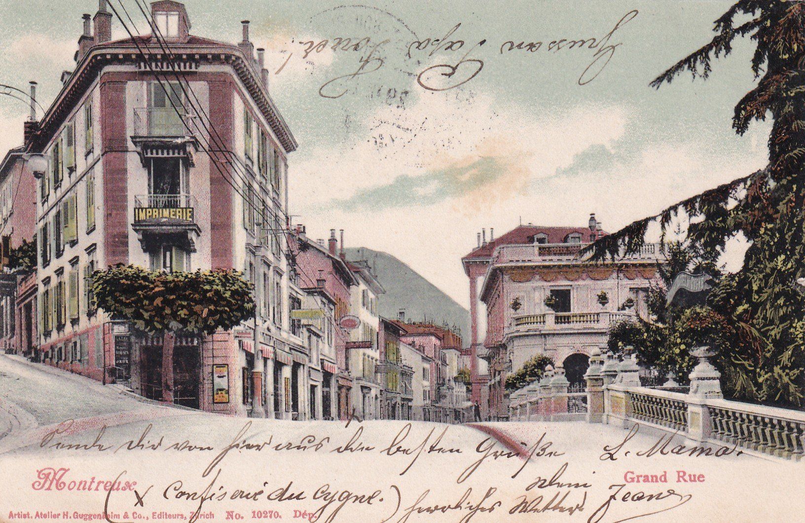 Ansichtskarten: Montreux Grand Rue  1904 – Gebraucht aus Cormoret von Pascalll2001