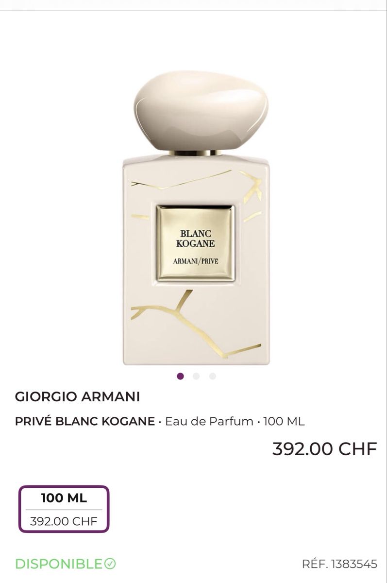 Armani Profumi & Eau de Toilette: Giorgio Armani privé, Blanc kogane – Nuovo e nell'imballaggio originale da Lausanne venduto da Nala.wendy 6
