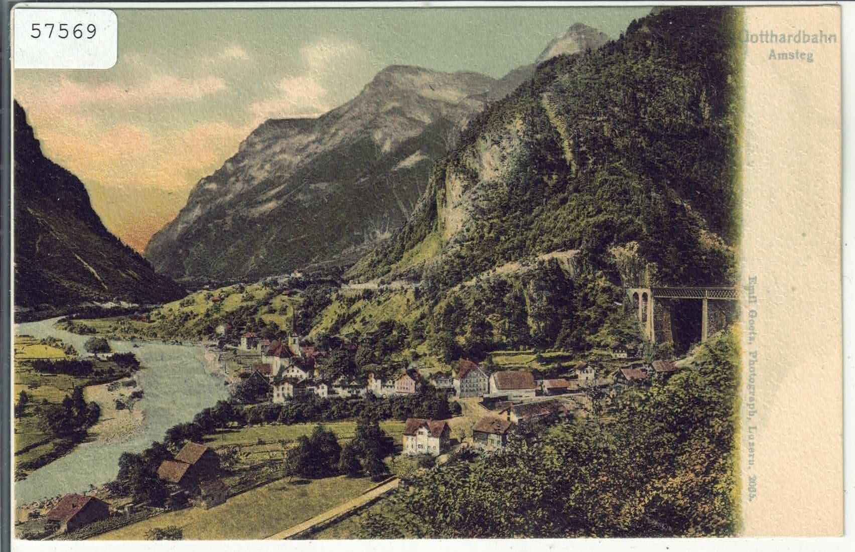 Cartoline postali: Gotthardbahn bei Amsteg - Litho – Usato da Ettingen venduto da Kartenplanet