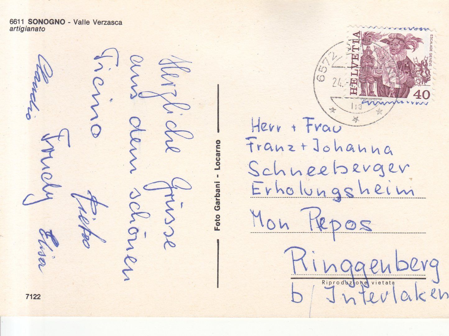 Cartoline postali: Sonogno 1981 – Usato da Bürglen TG venduto da StampGraf 1