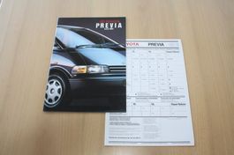 Toyota Previa 2.4 16V CH-Prospekt/Preisliste 12.1991