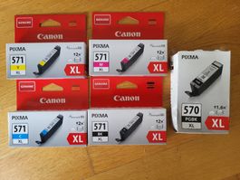 Canon Druckerpatronen 570 571 schwarz rot gelb blau