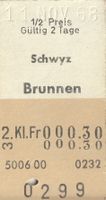 SBB Karton-Billett, Schwyz - Brunnen 11.Nov.1968