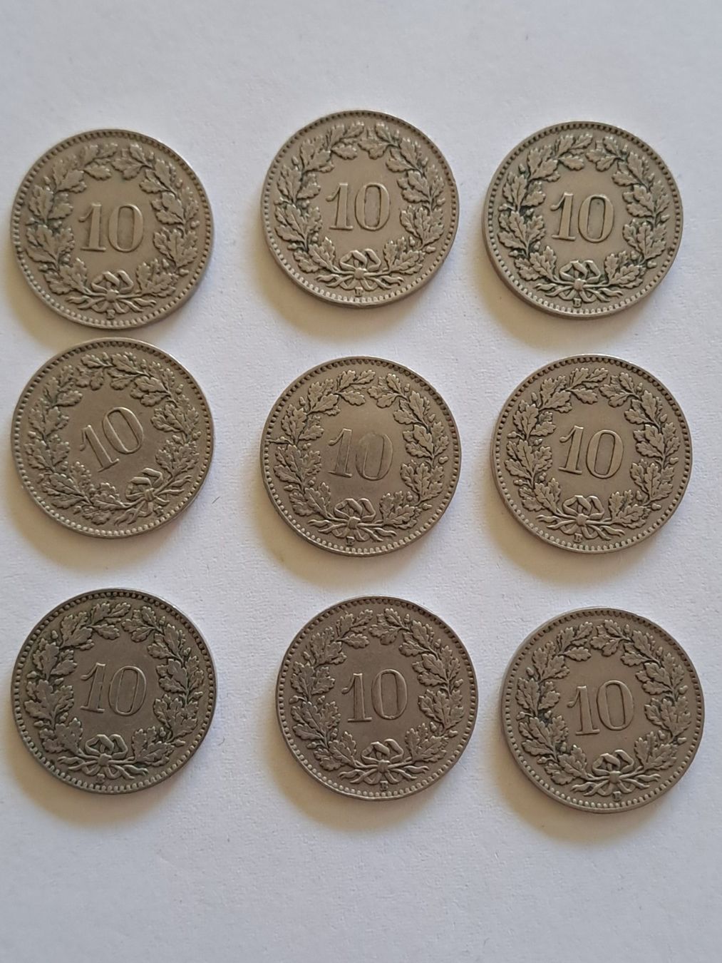 Tutti le monete: 10 Rappen 1928, 9 Münzen – Usato da Bitsch venduto da jajo79076 1