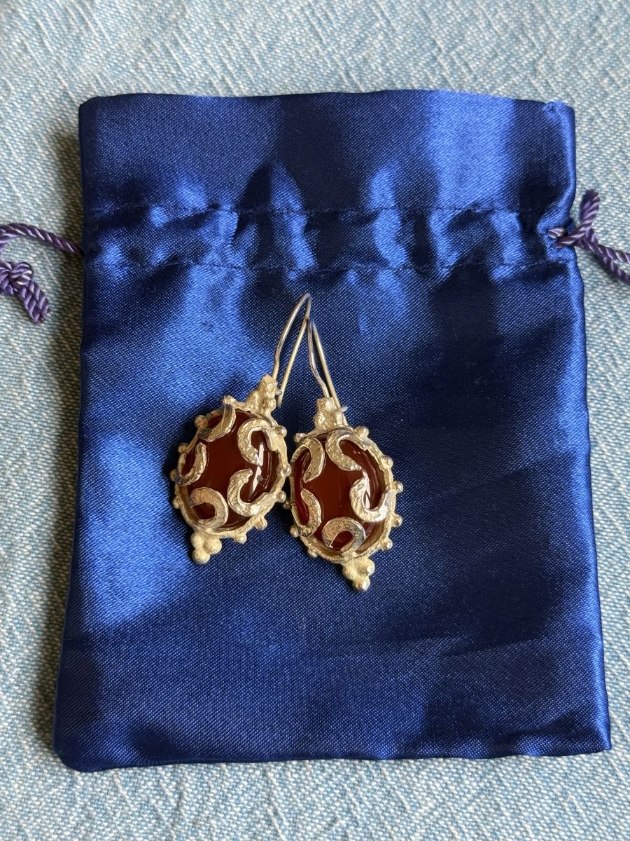 Orecchini pendenti & Orecchini a lobo: Vintage Sterling Silver Carnelian Dangle Earrings – Nuovo (secondo la descrizione) da Zürich venduto da DEGU 2