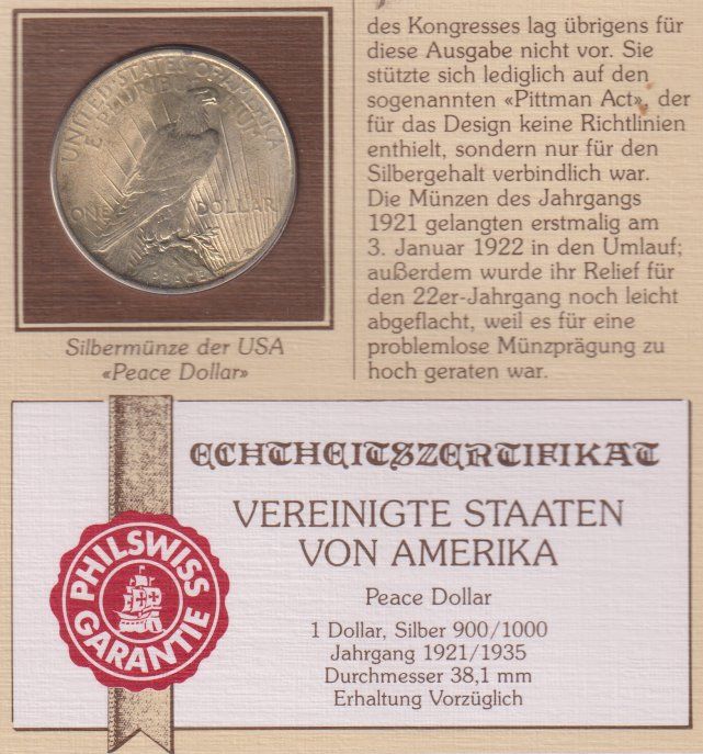 Tutti le monete: USA Silberdollar 1924 'Entdecken Sie Amerika' – Usato da Eschlikon TG venduto da PhilCon 1