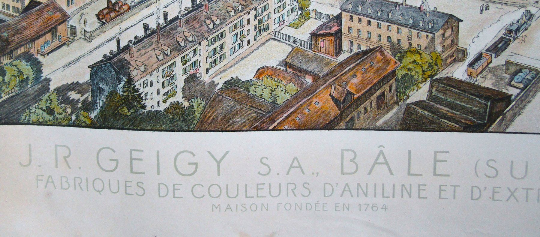Incisioni: Geigy Basel grosse Farblithographie um 1915 – Usato da Rafz venduto da Helvet32 2