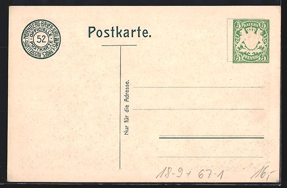 Cancelleria postale: Nürnberg, Bayerische Jubiläums-Landes- – Usato da Berlin venduto da bartko-reher 1